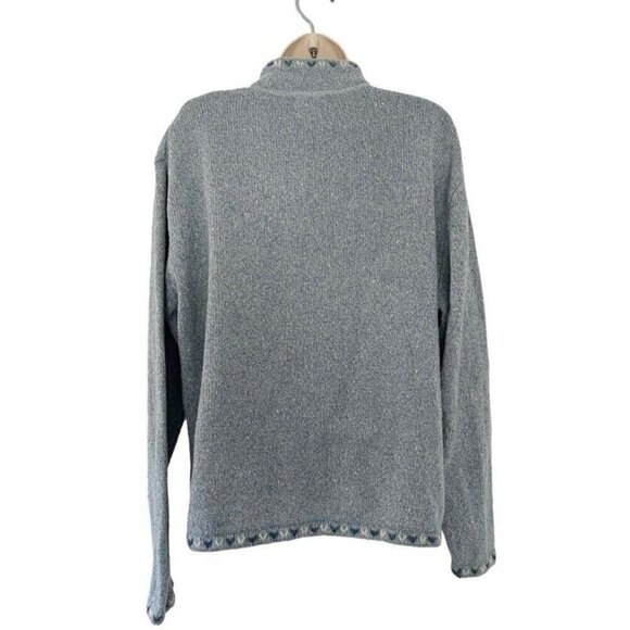 VTG Woolrich Women's Sz XL Aquifer Gray Blue Wool Blend 1/4 Zip Pullover Sweater - Picture 3 of 11